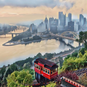 Duquesne Incline - Abstract - Pittsburgh PA