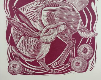 Moon Dancer original hand pulled linocut print