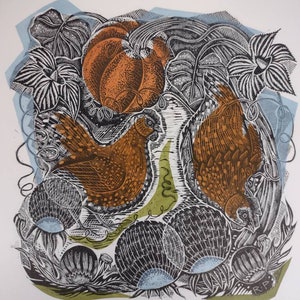 The Pumpkin Thieves original hand pulled linocut print