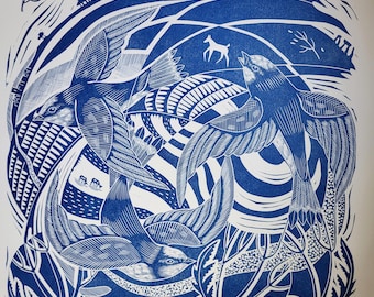 Sky Dancing original Linoldruck
