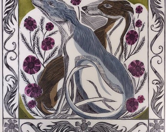 Good Companions original hand pulled linocut print