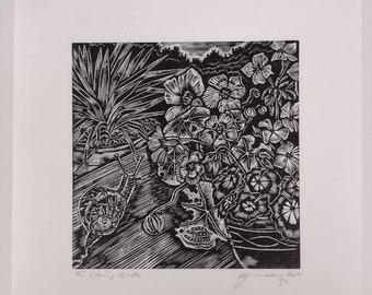 The Losing Battle original hand pulled linocut print