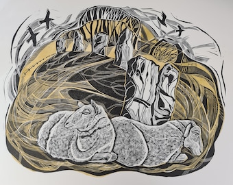 Grey Wethers original limited edition hand pulled linocut print