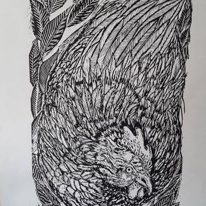 Chicken/hen linocut print &#39;Mavis&#39;