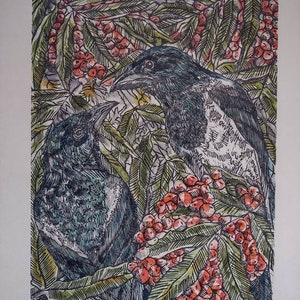 The Rowan Tree original limited edition hand pulled mono and linocut print