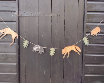 Woodland Creatures original linocut garland