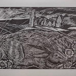 The Resting Place original linocut print