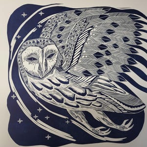 Star Gazer original handdragen linosnitt