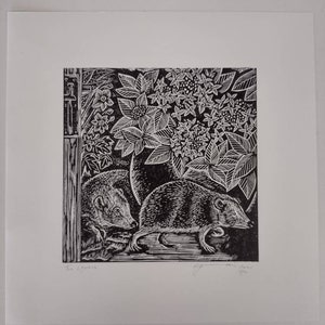 The Lovers original hand pulled linocut print