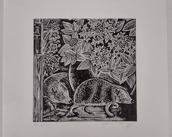 The Lovers original hand pulled linocut print