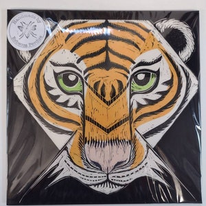 Hand printed linocut wall mounted Tiger Head image 3