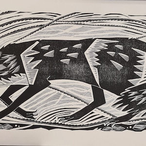 Into the Wild original hand pulled linocut print