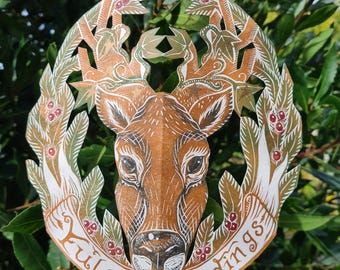 Yule Tidings Stag Christmas keepsake art card
