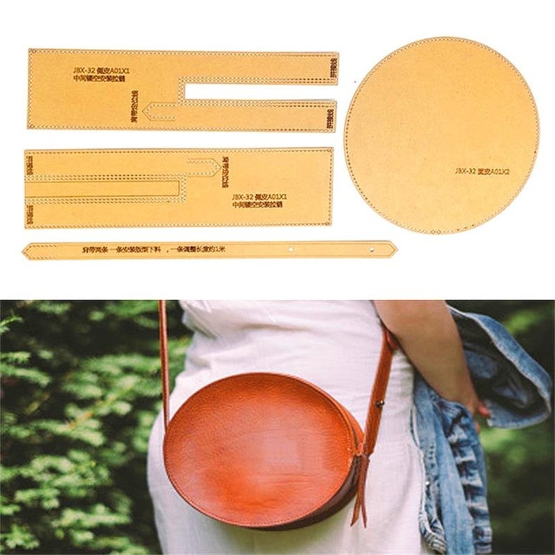 1 et DIY Leather Handmade Craft women handbag Shoulder bag Sewing Pattern Hard Kraft paper Stencil Template 20x20x7.5cm