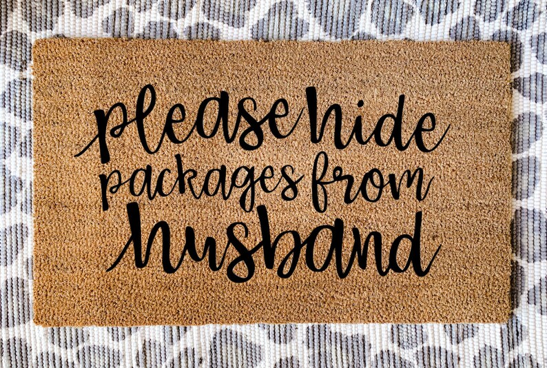 Please Hide Packages From Husband Doormat Custom Etsy