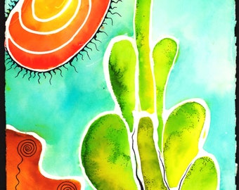 Original Abstract Watercolor Bright Colors Watercolor painting Home Decor Hand Painted Art Intuitive Watercolor wallart Desert landscape