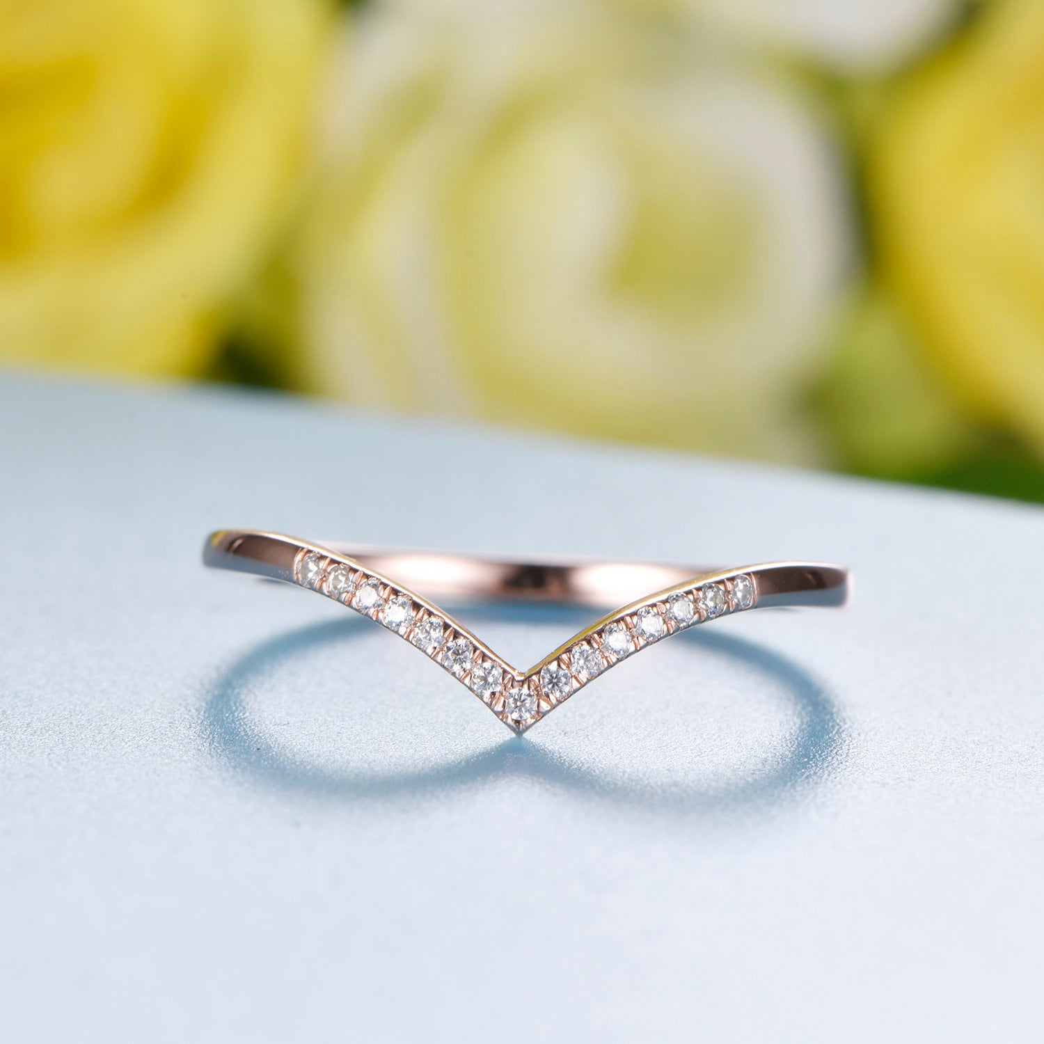 Chevron Wedding Band Art Deco Curved Diamond Stack Band Delicate Dainty Chevron Wedding Band Art Deco Curved Diamond Stack Band Delicate Dainty