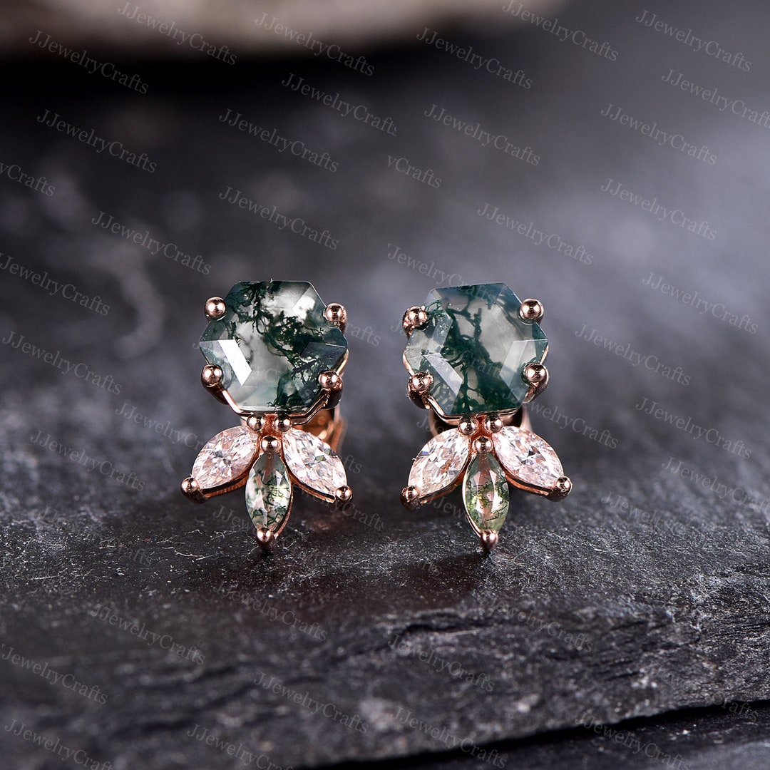 •STORMY• moss agate + mixed metal earrings