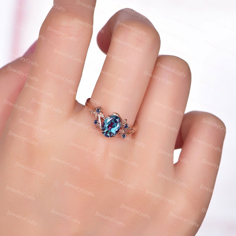 Small Alexandrite Rings Retro Alexandrite Ring,vintage Oval Color-change Alexandtite Branch ...