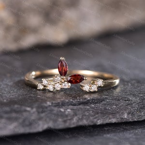 Granat Ehering Vintage Moissanit Ring Januar Birthstone Ring Roter Granat Stapelring Silber Rosegold Brautring