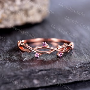 Dainty Amethyst Twig Wedding Ring,Twig Stack Matching Band,Leaf Branch Band,Twig Branch Wedding Band,Natural Inspired,Twisted Vine Band