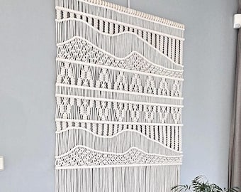 Duży wzór makramy DIY z darmowym przewodnikiem wiązania Samouczek dla początkujących Boho makrama Ścienna ozdoba do pobrania Wzór PDF z instrukcjami krok po kroku