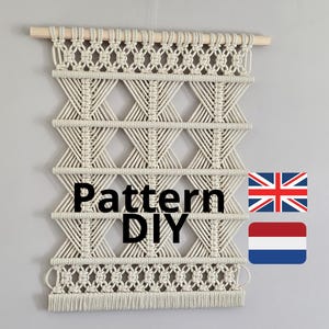 Patrón JAPANDI Macramé para colgar en la pared sin borlas en PDF. Tutorial de macramé. Aprende macramé moderno con guía de anudado gratuita.