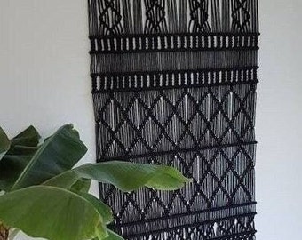Large Gothic Macrame Tapestry Black Hand-knotted Wall Decoration Trendy Wall Hanging Black Tapestry Wall Decoration Acoustics Warm and Atmospheric
