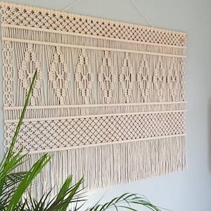 digitaal diy patroon horizontaal Macramé wandkleed, Bohemien stijl