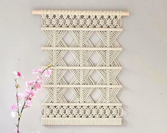 Istruzioni per appendere alla parete in stile macramè fai da te, decorazioni da parete moderne, tutorial PDF digitale con guida gratuita ai nodi