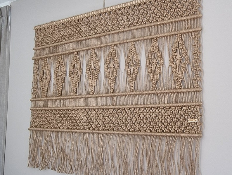 JUTE Macrame Wandkleed Handgemaakt Retro Stijl Macramé Wandtapijt Home Improvement Muurdecoratie Wandhanger Muurtapijt voor Akoestiek TULIP afbeelding 7