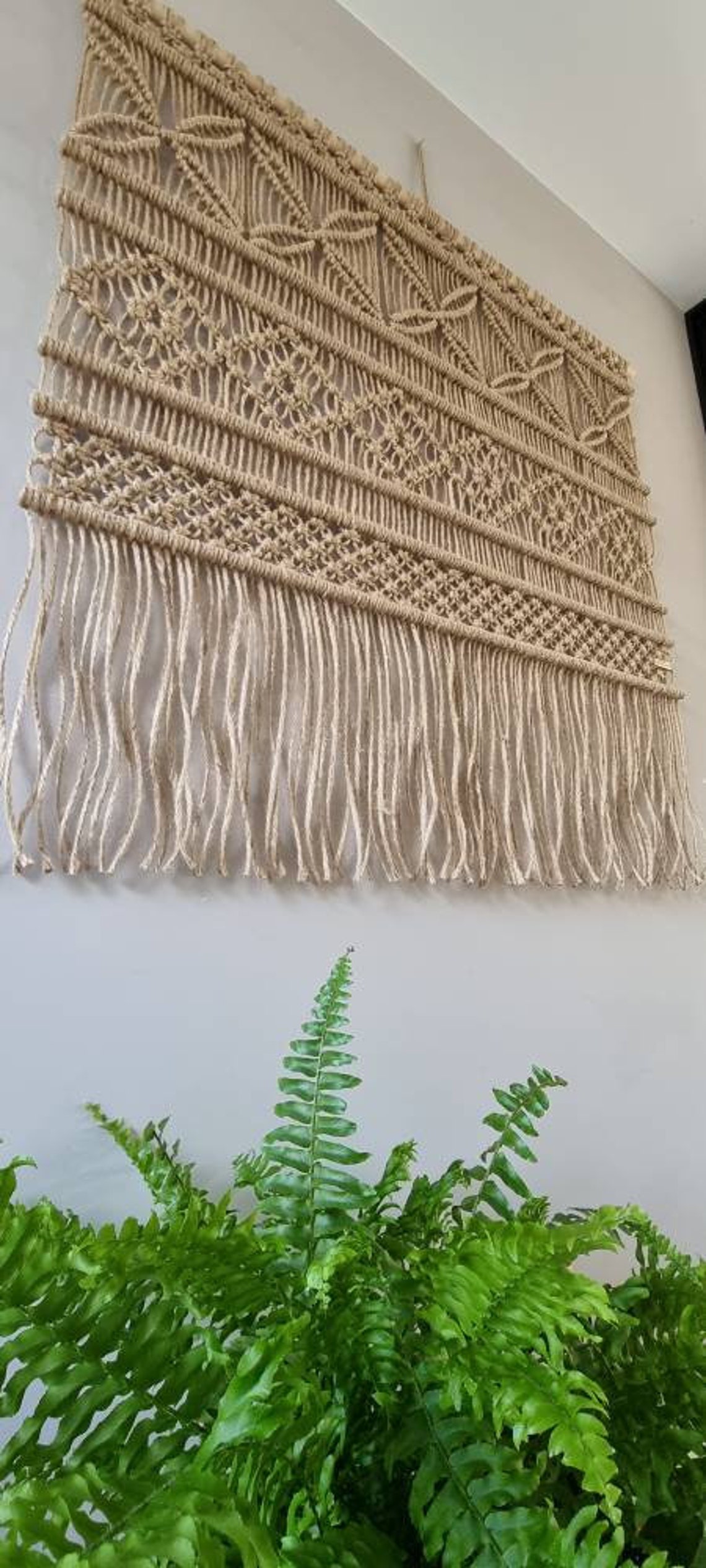 Wall Hanging Jute/sisal Handknotted Macrame With Natural Etsy