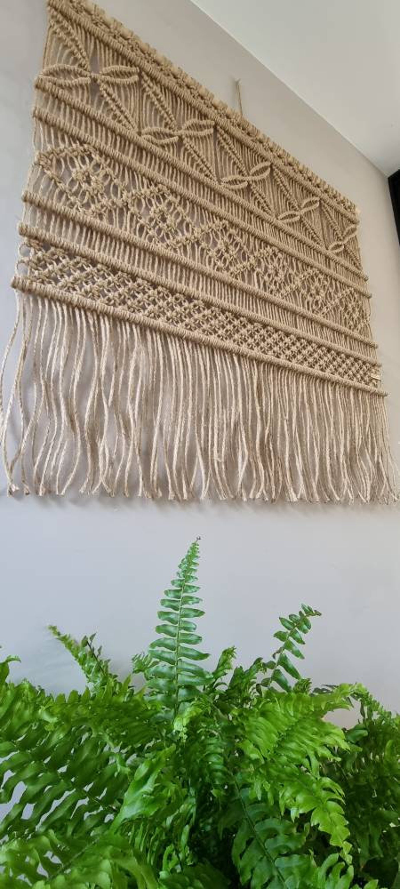 Wall Hanging Jute/sisal Handknotted Macrame With Natural Etsy