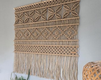 JUTE Macrame Wall Hanging Handmade Wall Decoration BOHO Sand-Colored Macrame Wall Decoration Natural Wall Hanging Sustainable Home Decor