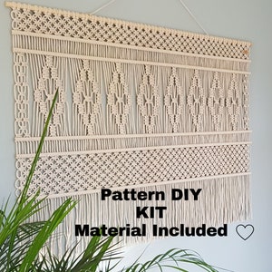 Kit DIY Tapisserie Macramé TUTORIEL Comprenant tout le matériel et une description du travail étape par étape et explication des nœuds Décoration murale