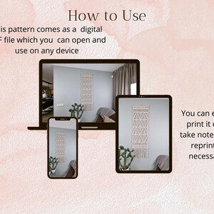 SCHEMA per arazzo in macramè - Tutorial per principianti - Crea un arazzo in macramè fai da te - Scarica il PDF - Schema di decorazione murale con nodi e istruzioni immagine 2