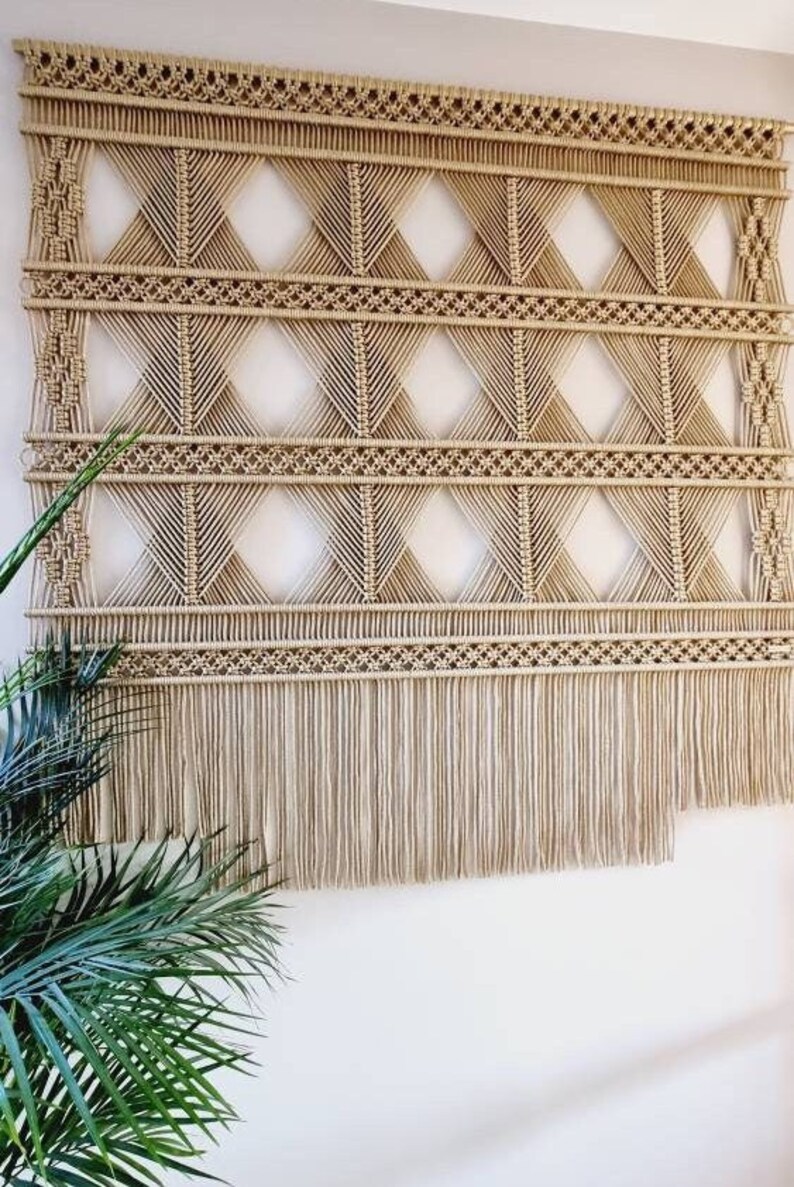 Macrame Wall Hanging GOLD Gold Wall Art Decor Exclusive Etsy