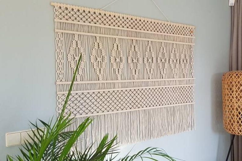 digitaal diy patroon horizontaal Macramé wandkleed, Bohemien stijl