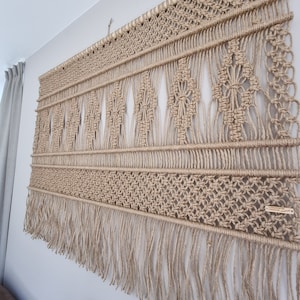 JUTE Macrame Wandkleed Handgemaakt Retro Stijl Macramé Wandtapijt Home Improvement Muurdecoratie Wandhanger Muurtapijt voor Akoestiek TULIP afbeelding 3