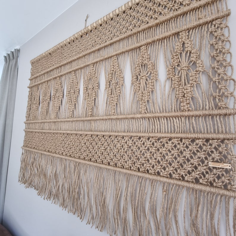 JUTE Macrame Wandkleed Handgemaakt Retro Stijl Macramé Wandtapijt Home Improvement Muurdecoratie Wandhanger Muurtapijt voor Akoestiek TULIP afbeelding 3