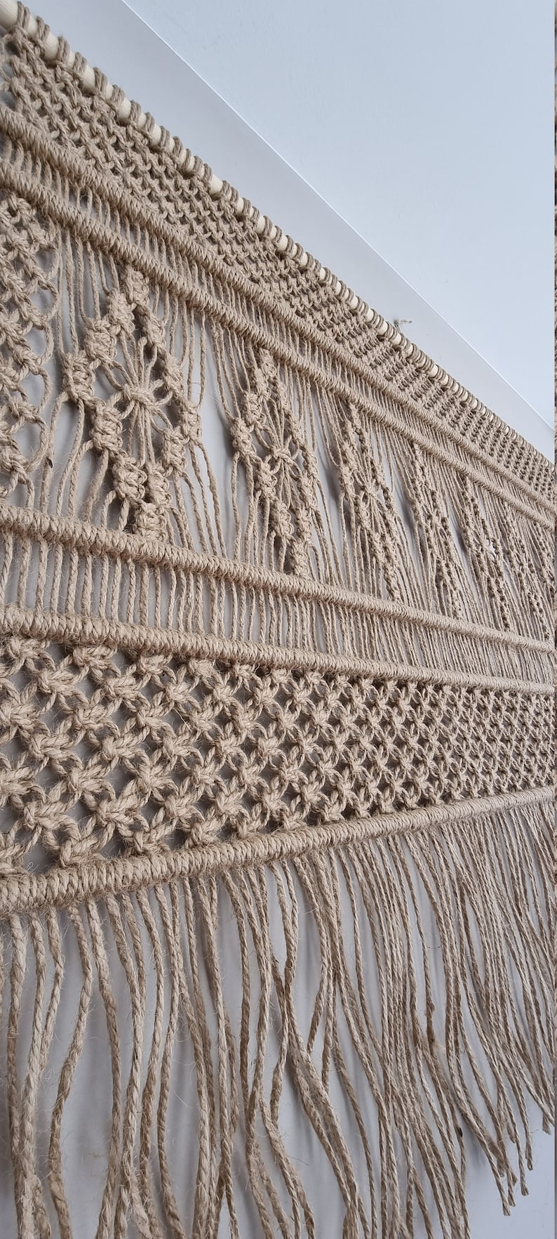 JUTE Macrame Wandkleed Handgemaakt Retro Stijl Macramé Wandtapijt Home Improvement Muurdecoratie Wandhanger Muurtapijt voor Akoestiek TULIP afbeelding 4