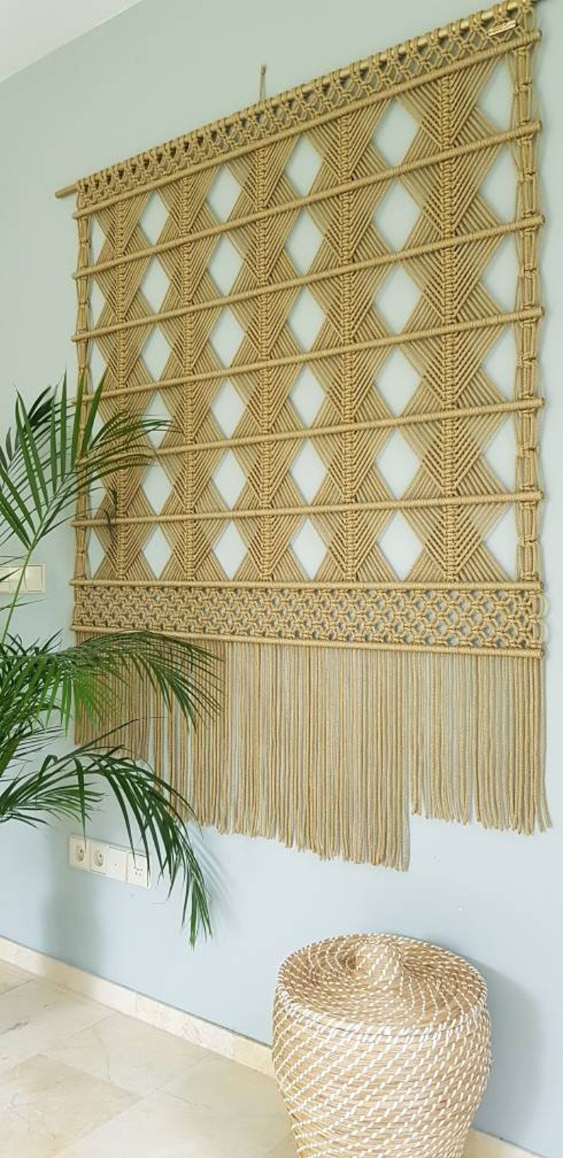 Golden Macrame Tapestry Geometric Timeless Tapestry Etsy