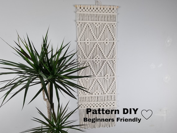 Macramé PATROON DIY Wandkleed Beginners Tutorial Zelf Maken Boho Macramé Wandhanger diy Download PDF Muurdecoratie Patroon met Knopen Uitleg