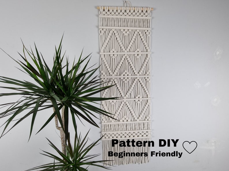 macramé patroon wandkleed beginners vriendelijk, makkelijk patroon door iedereen te maken