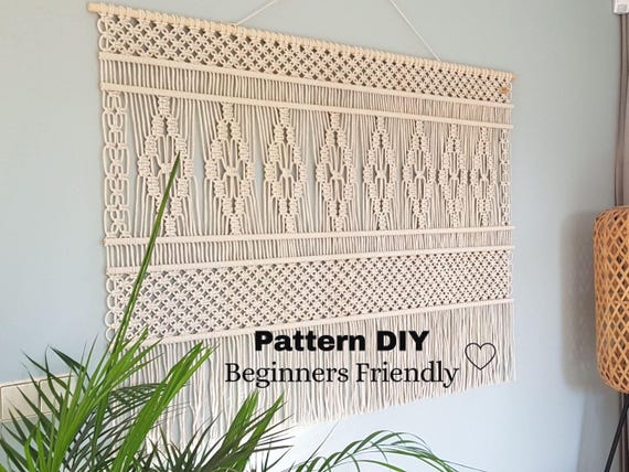 DIY Wandhanger Patroon Wandkleed Macramé PDF BEGINNERS Tutorial Digitale Download Hoe zelf een Wandhanger Maken voor boho Woninginrichting