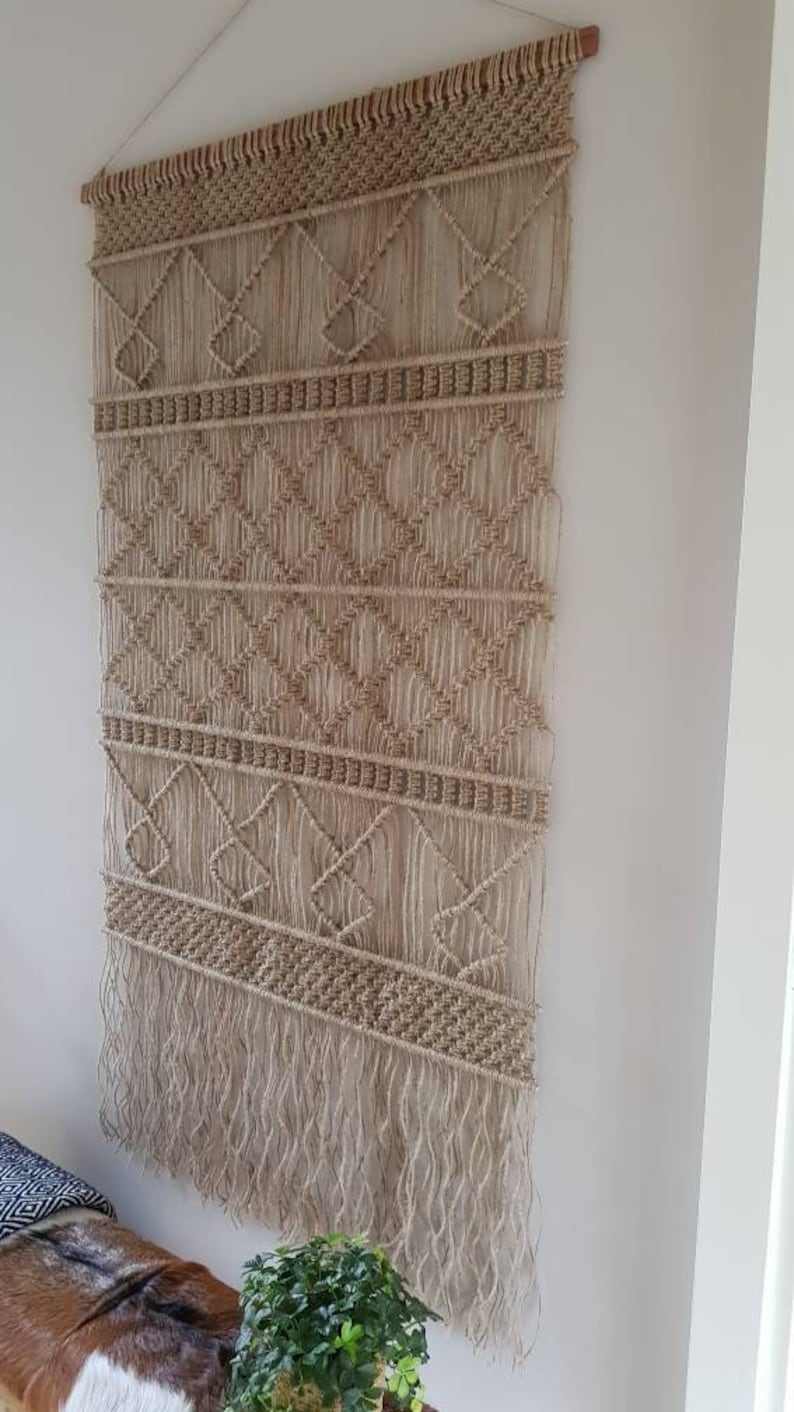 Trendy Wanddecoratie JUTE Wall Hanging. Handgeknoopt Etsy