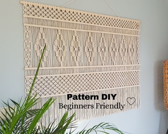 Macrame PATTERN DIY Tapestry Beginners Tutorial Home Improvement Tapestry Macramé Download PDF Basic Pattern with Step by Step Explanation