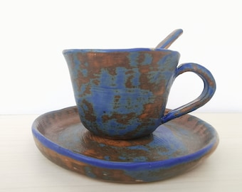 Special blue coffee cup、Unique gifts、ceramic cup、Rough cup、Vintage coffee cup、Unique coffee cup、stoneware cup、Creative cup、Unusual gifts