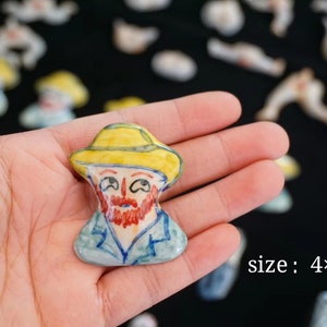 Ceramic brooch, ceramic refrigerator sticker, handmade ceramic jewelry, refrigerator sticker, brooch, famous painting, magnet, office magnet