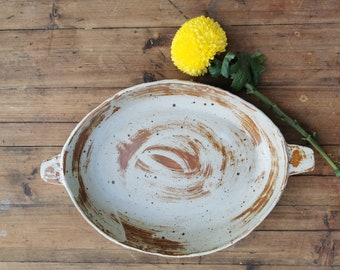 Handmade Ceramic Serving Plate: Country Style Clay Appetizer Platter